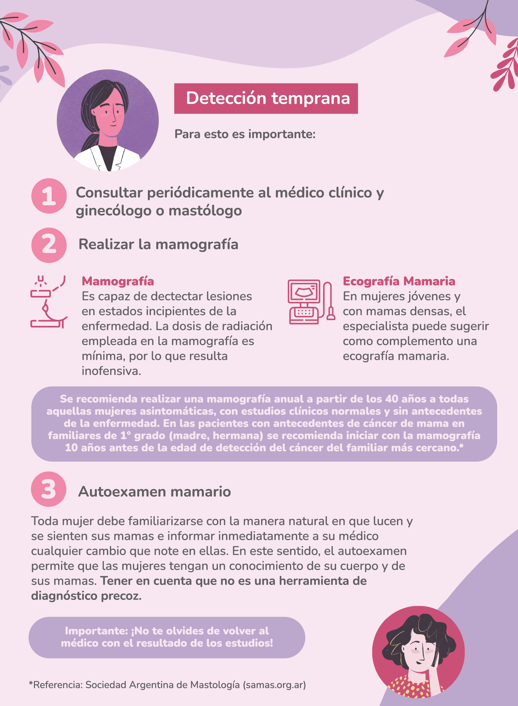 El Cáncer de Mama detectado a tiempo tiene altas chances de cura, da el primer paso